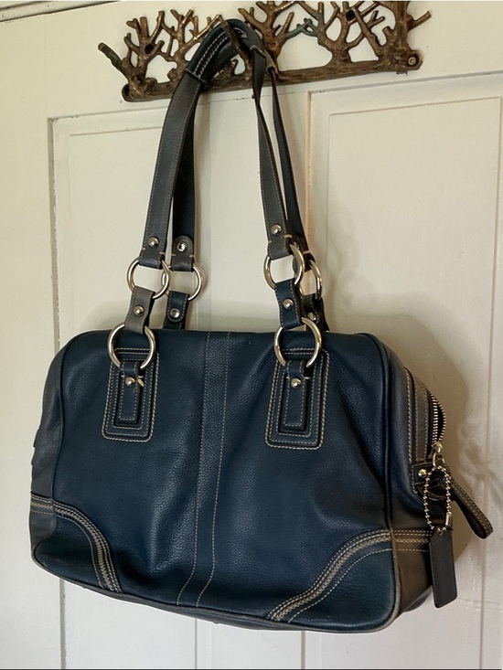 Coach Handbags - Coach Blue Leather Shoulder Bag with Silver Hardware